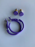 Hoop & Stud Pierced Earrings Set of 2 Purple