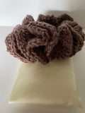 Hair Scrunchie Crochet Handmade Elastised Full Ruffled Brown