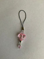 Mobile Phone Dangle Charm Pink Heart Pink Dangle Mobile Phone Bag Zipper Wallet