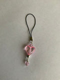 Mobile Phone Dangle Charm Pink Heart Pink Dangle Mobile Phone Bag Zipper Wallet