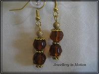 Topaz Brown Petite Dangle Earrings Pierced - Clip-On