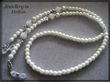 White Glass Pearl Reading, Eyeglass, Sunglasses Beaded Chain