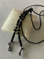 Eyeglass Sunglass Spectacle Chain Silk Cord Eyeglass Holder Black Cord & Crystal