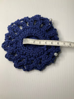 Crochet Hair Bun Net for Dance, Horse Riding, Wedding Handmade - Navy Blue & Pearls