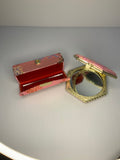 Lipstick Case & Compact Mirror Duo Set Hexagon Pink Handbag Beauty Storage