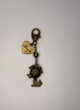 Key ring Handbag Holder Dangle Charm Bronze tone Hollow Dog, Heart, Hematite ab