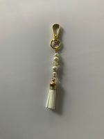 Handbag Dangle, Key Ring Dangle ~Tassel White  Crystals