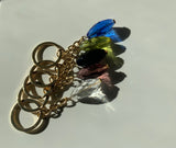 Keyring Gold Plated Split Ring  Assortment Oval Crystal Beads mixed colours