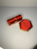 Lipstick Case & Compact Mirror Duo Set Hexagon Red Handbag Beauty Storage