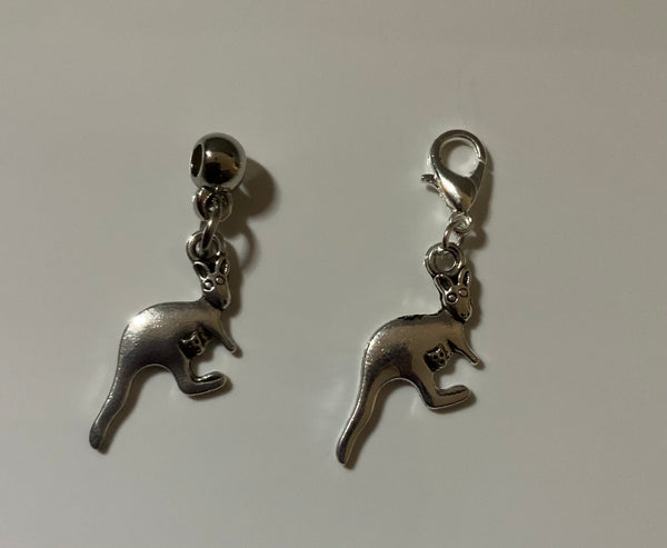 Handbag Dangle, Bracelet Charm, Zipper Pull, Charm Kangaroo Clip-On or Bail