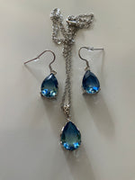 Water Drop Blue Pendant  Necklace and Earring Set