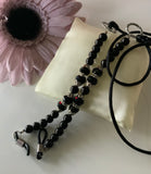 Eyeglass Sunglass Spectacle Chain Silk Cord Eyeglass Holder Black Cord & Crystal