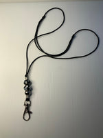 Black Silk Cord European Bead Long Necklace Lanyard Adjustable by Slide knot