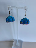 Blue Beetle Car Dangle Earrings Pierced Hook available in Clip-On, Gift,Birthday